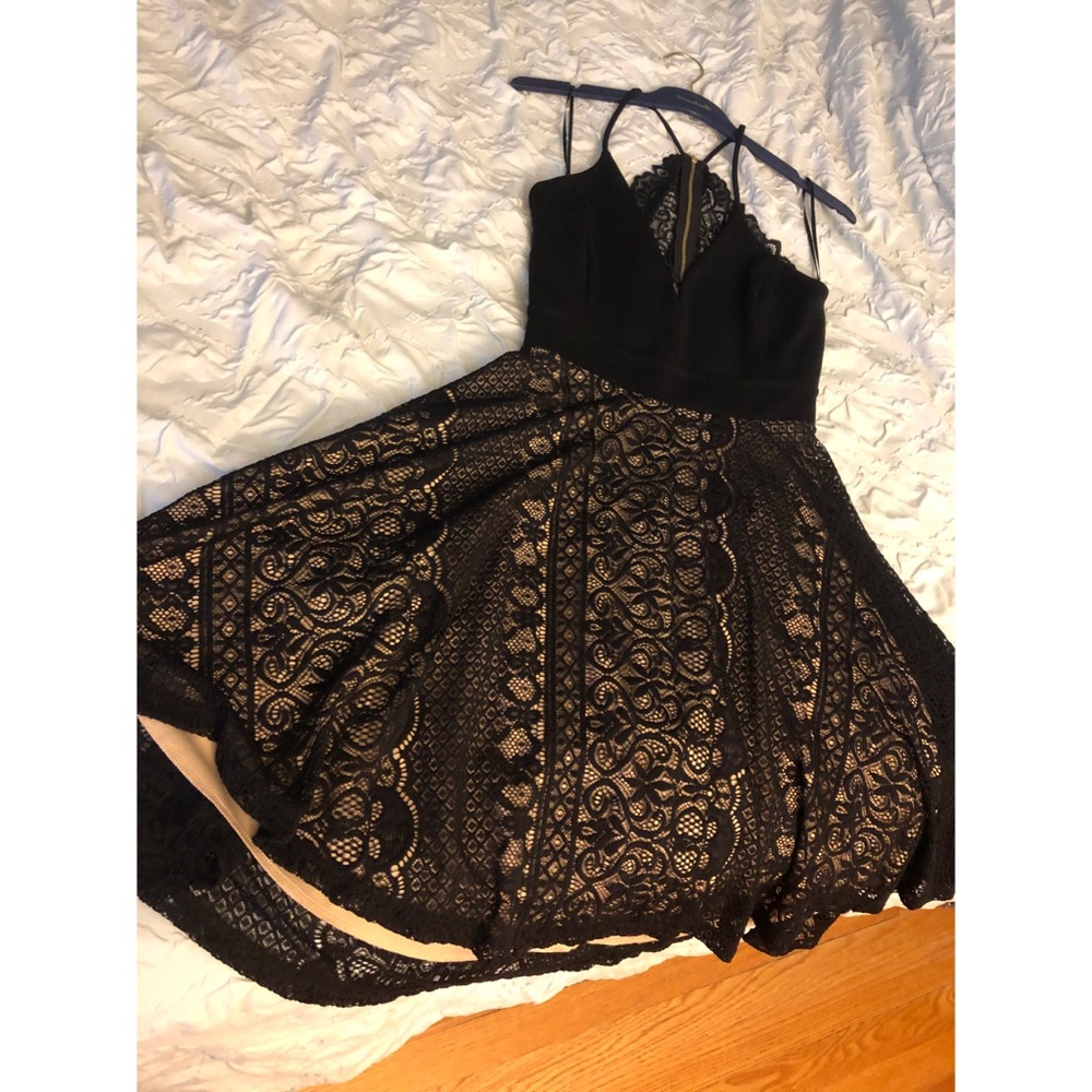 Black Lace Halter Top Dress